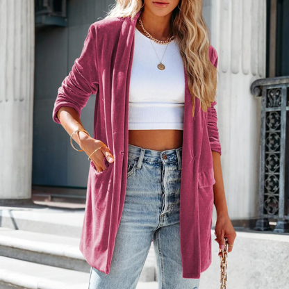 Veste souple en velours pour femme, modèle automne