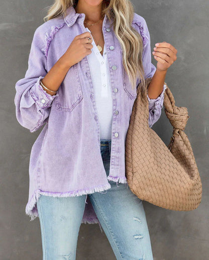Veste en jean tendance style patchwork