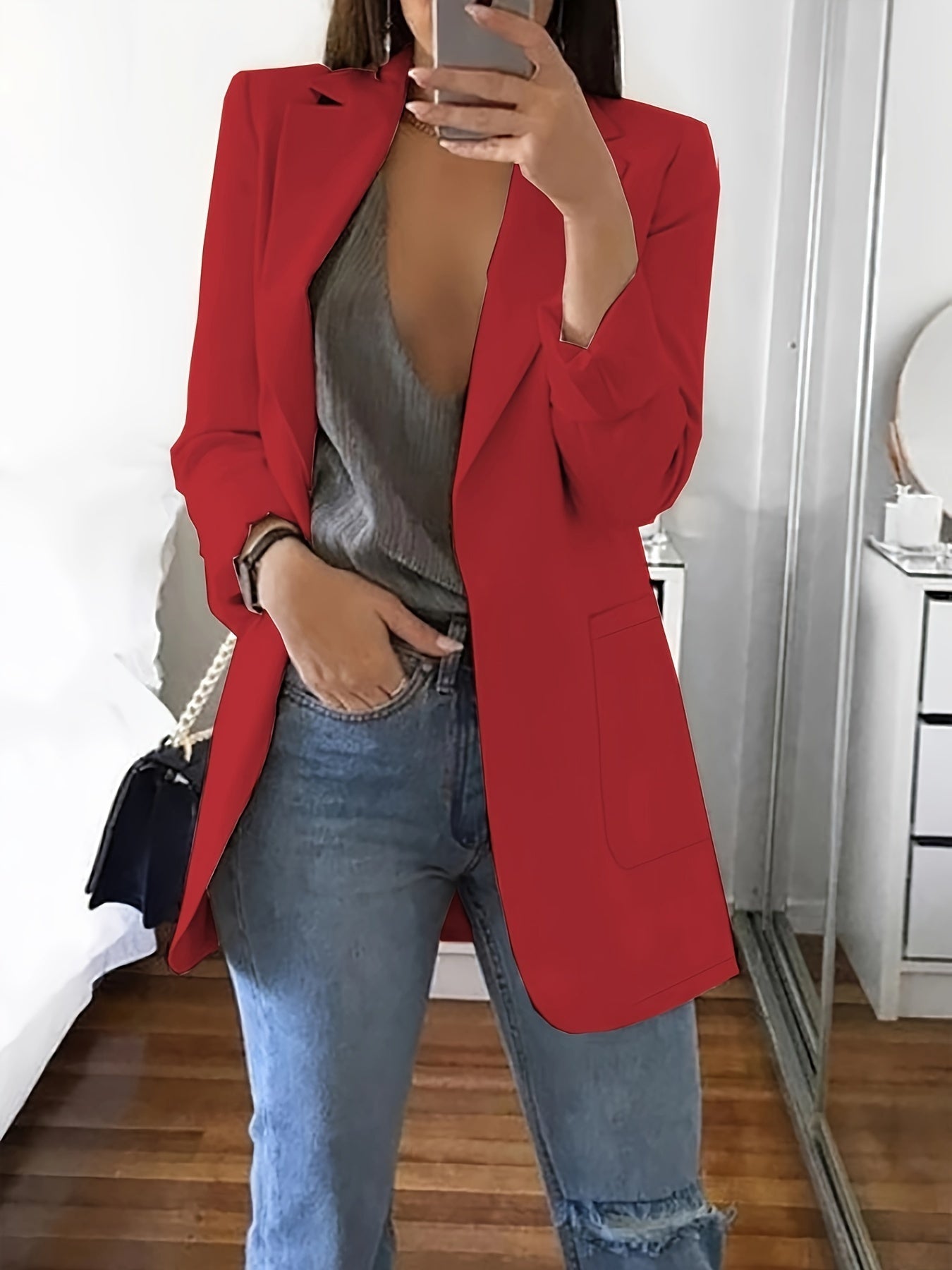 Blazer long élégant pour femme, moderne, pour le bureau