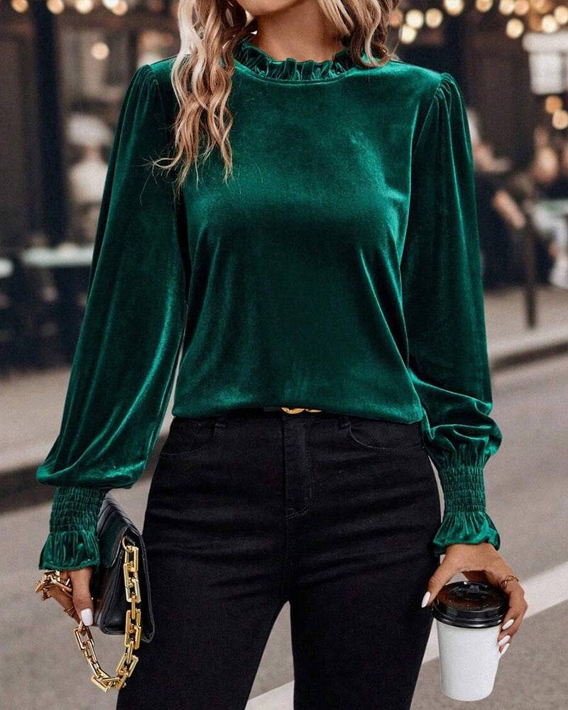 Robe de soirée élégante en velours à manches longues