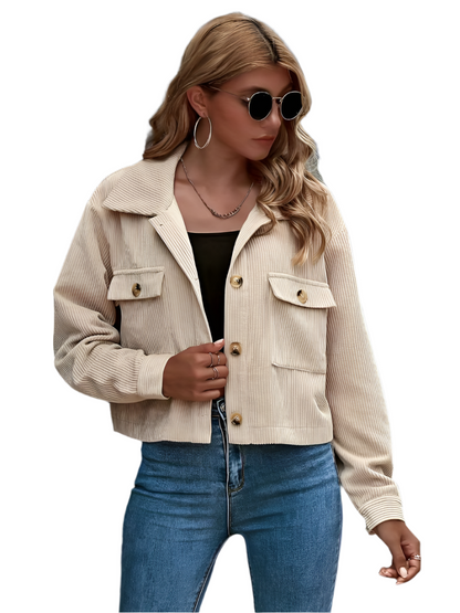 Veste courte femme style velours côtelé
