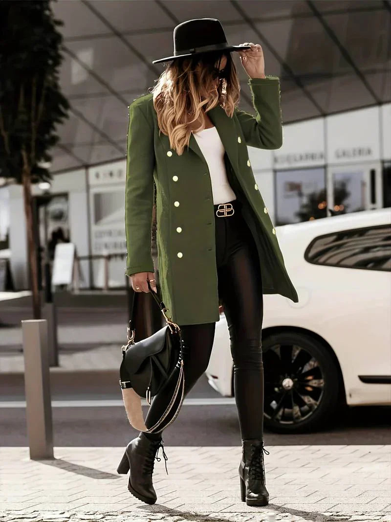 Élégant manteau en laine pour femme coupe slim