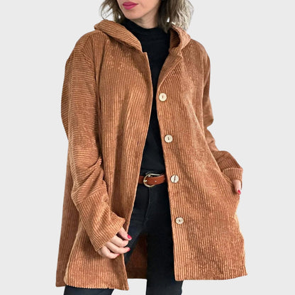 Veste en velours côtelé femme capuche confortable