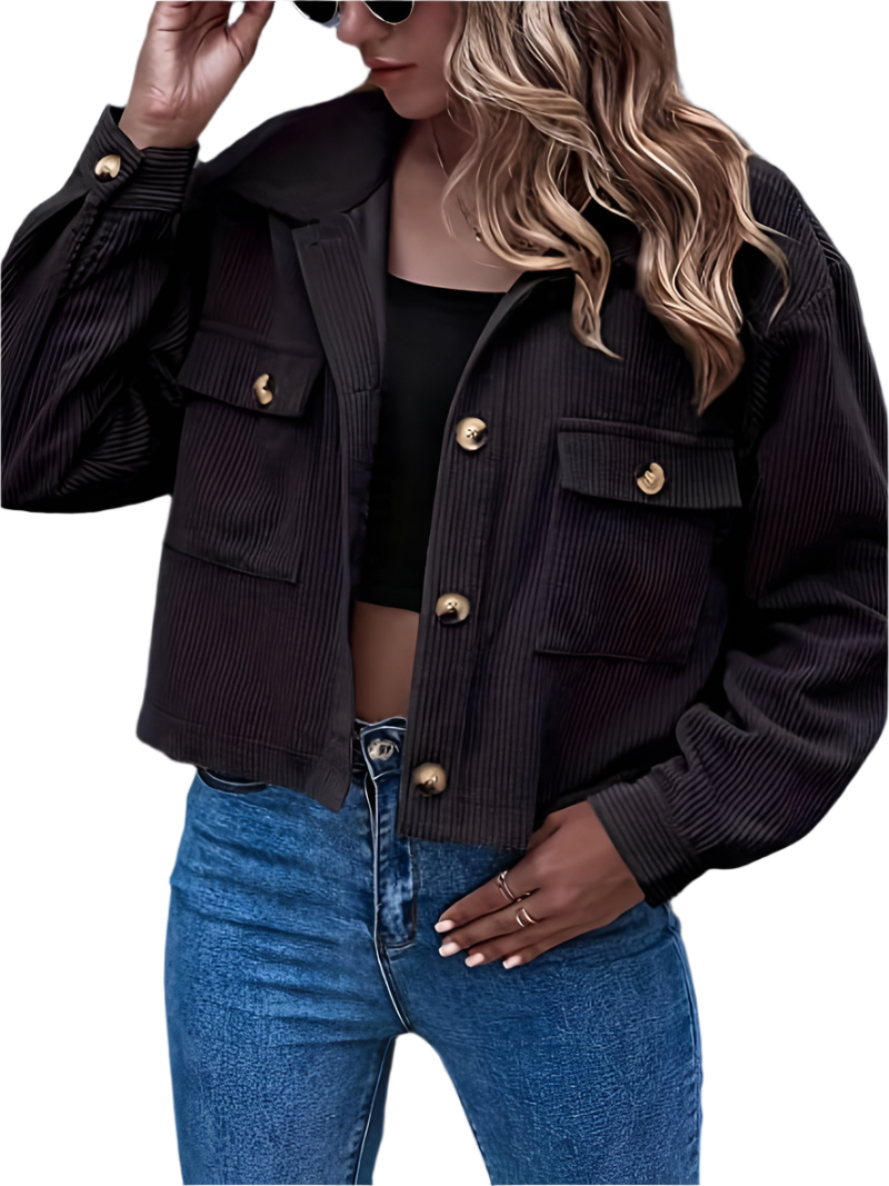 Veste courte femme style velours côtelé