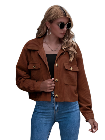 Veste courte femme style velours côtelé