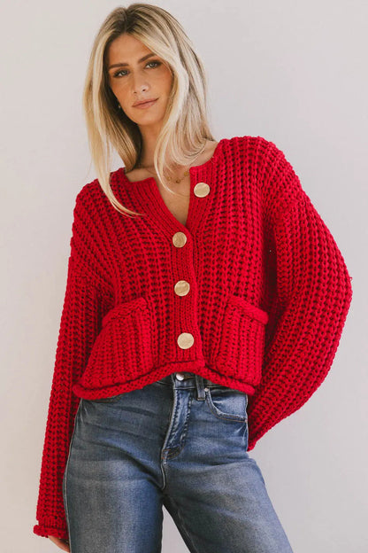 Cardigan élégant pour femme avec boutons et poches