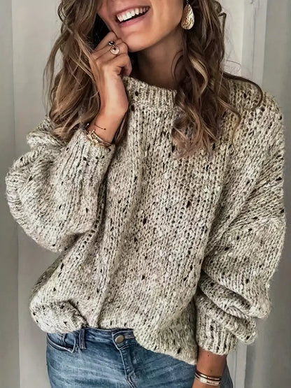 Sweat-shirt col rond tendance à pois
