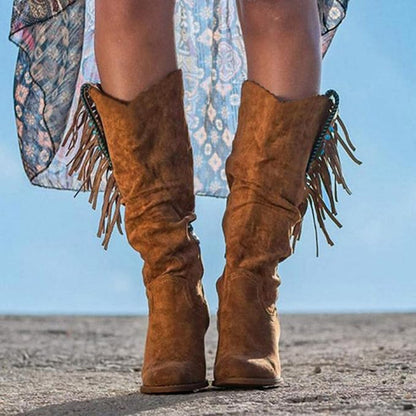 Western Stiefel für Männer mit Fransen Design - IdealeKleiden