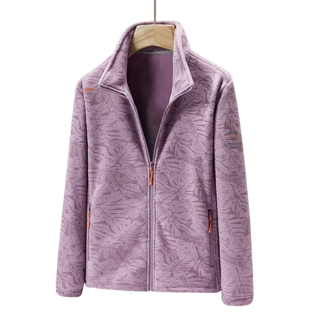 Veste polaire coupe-vent pour femme avec motif floral