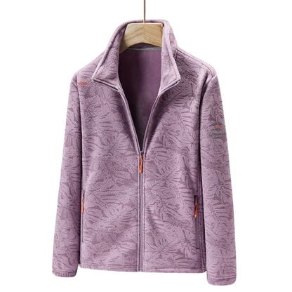 Veste polaire coupe-vent pour femme avec motif floral