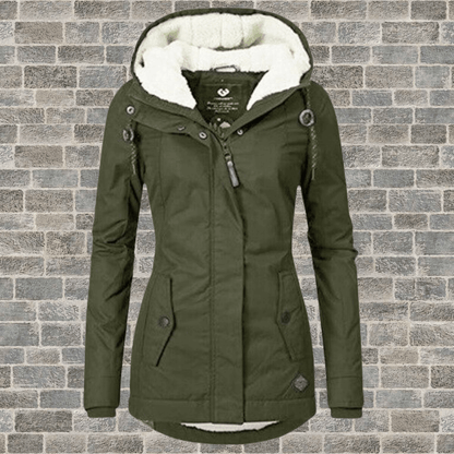 Parka long d'hiver pour femme avec garniture de fourrure de luxe