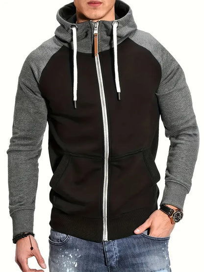 Pull Homme Manches Longues Capuche Fermeture Éclair