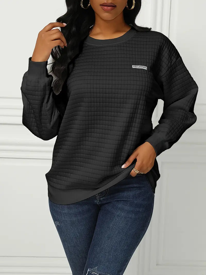 Olivia - Bequemer Waffelpullover Relaxed Fit - IdealeKleiden