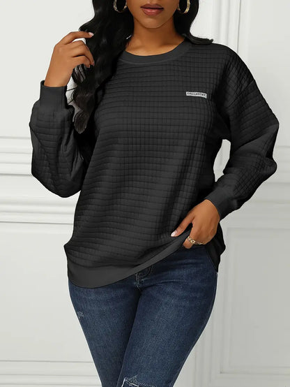 Olivia - Bequemer Waffelpullover Relaxed Fit - IdealeKleiden