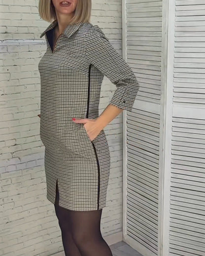 Elegante Abendkleid V-Ausschnitt Langarm - IdealeKleiden