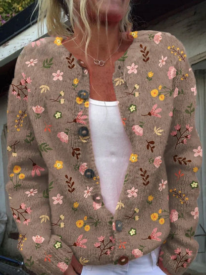 Cardigan classique pour femme à motif avec boutons