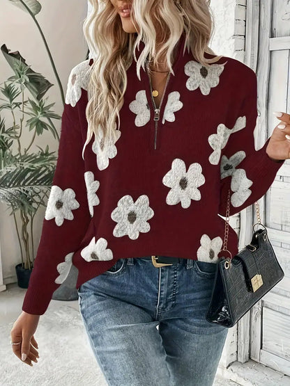 Pull décontracté femme, fermeture éclair
