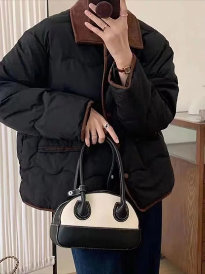 Doudoune matelassée élégante col boutons femme