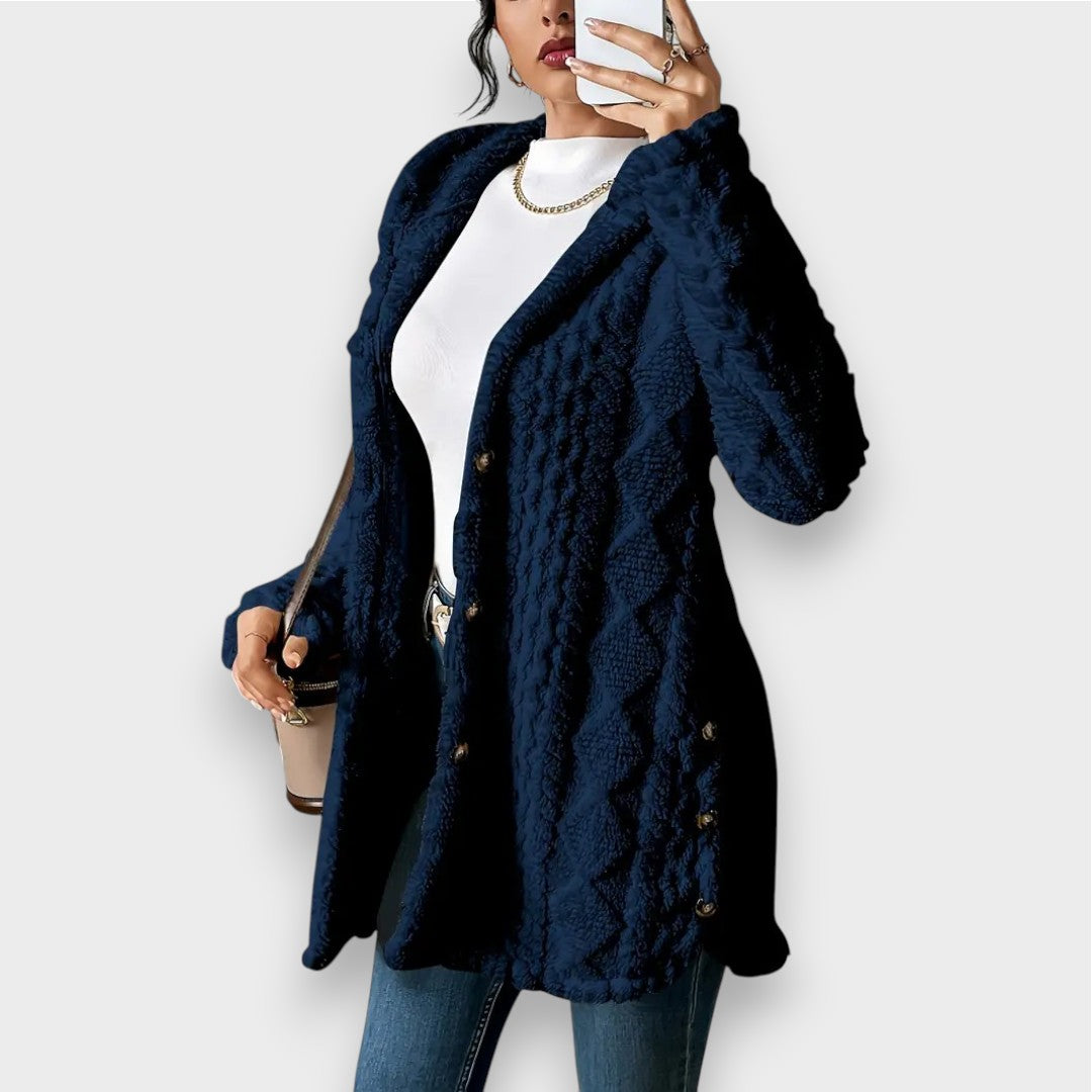 Cardigan à capuche en peluche douce pour femme