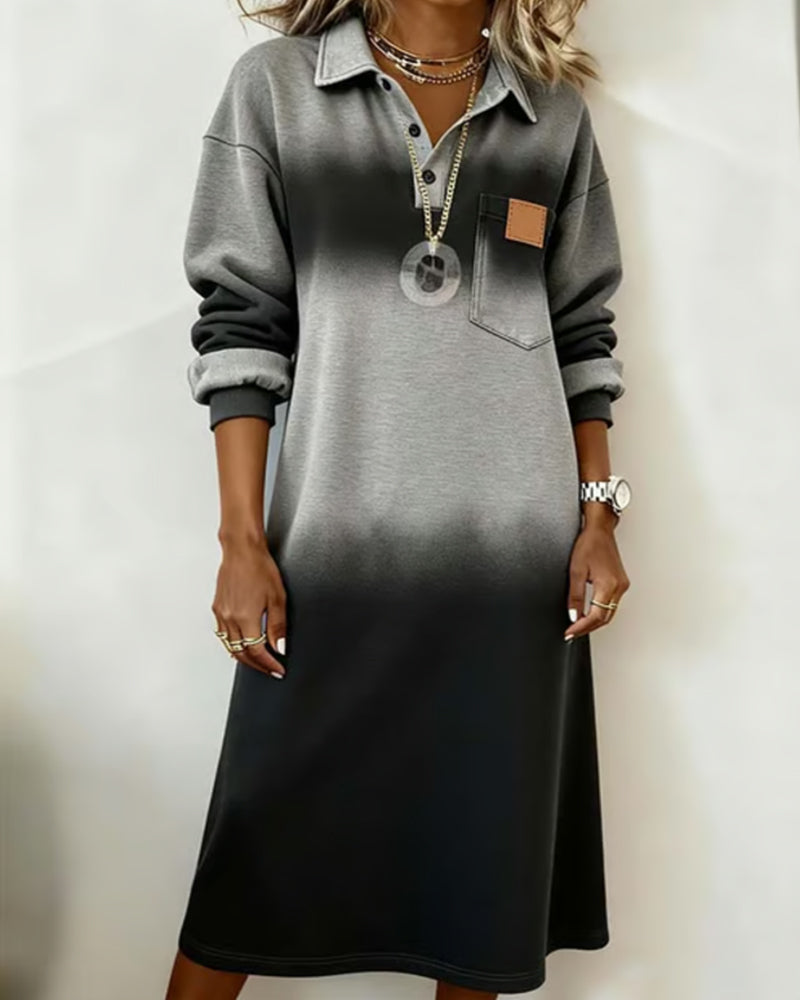 Robe dégradée à manches longues élégante