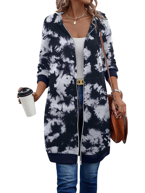 Veste à capuche à manches longues zippée pour femme