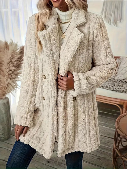 Manteau doux et chaud à manches longues uni