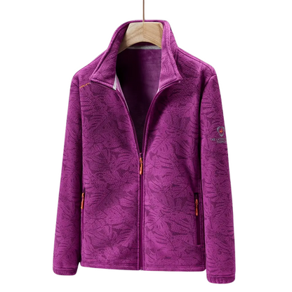 Veste polaire coupe-vent pour femme avec motif floral