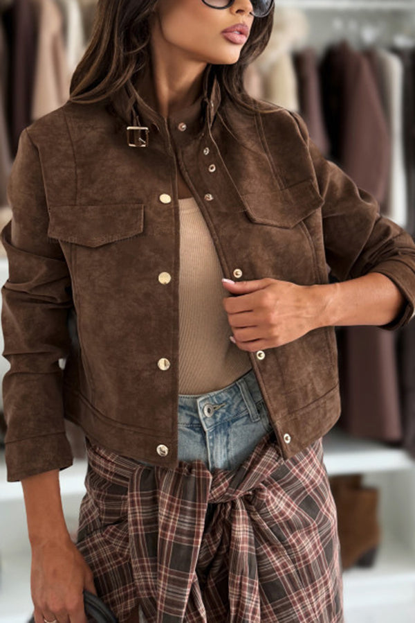 Stilvolle Langarmjacke Mit Knöpfen Frauen - IdealeKleiden