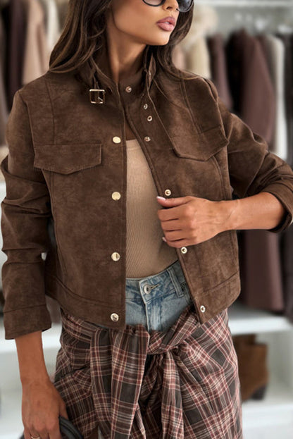Modische Freizeitjacke Langarm mit Knöpfen - IdealeKleiden