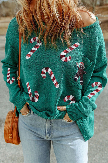 Pull de Noël à paillettes scintillantes