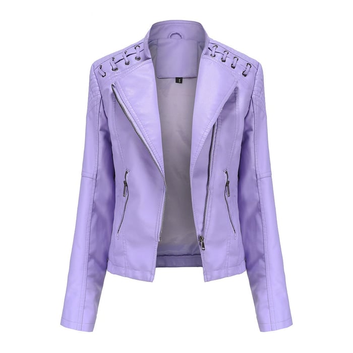 Veste en cuir souple effet peau de mouton