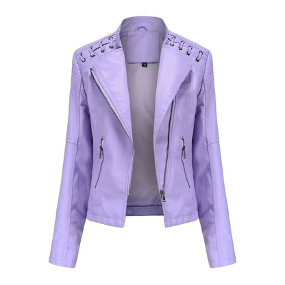 Veste en cuir souple effet peau de mouton