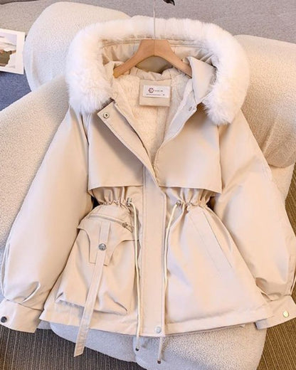 Manteau élégant pour femme Col en fausse fourrure Design de luxe