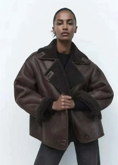 Veste en similicuir à la mode Réversible Élégante