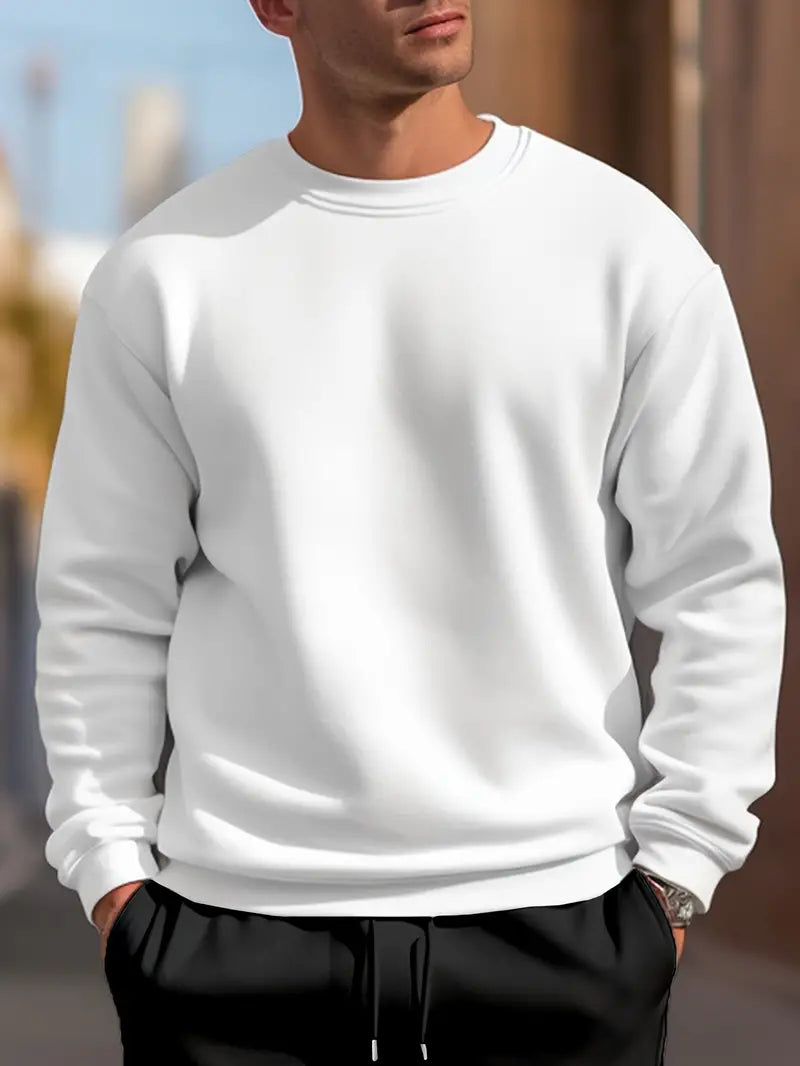 Pull col rond uni homme