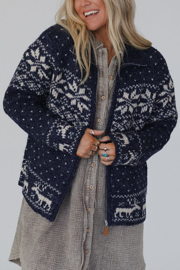 Pull de Noël Flocons de neige Élan Manches longues