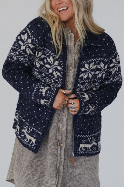 Pull de Noël Flocons de neige Élan Manches longues