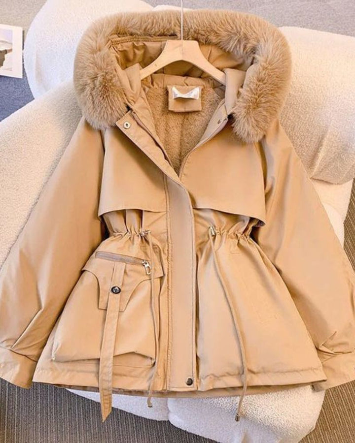 Manteau élégant pour femme Col en fausse fourrure Design de luxe