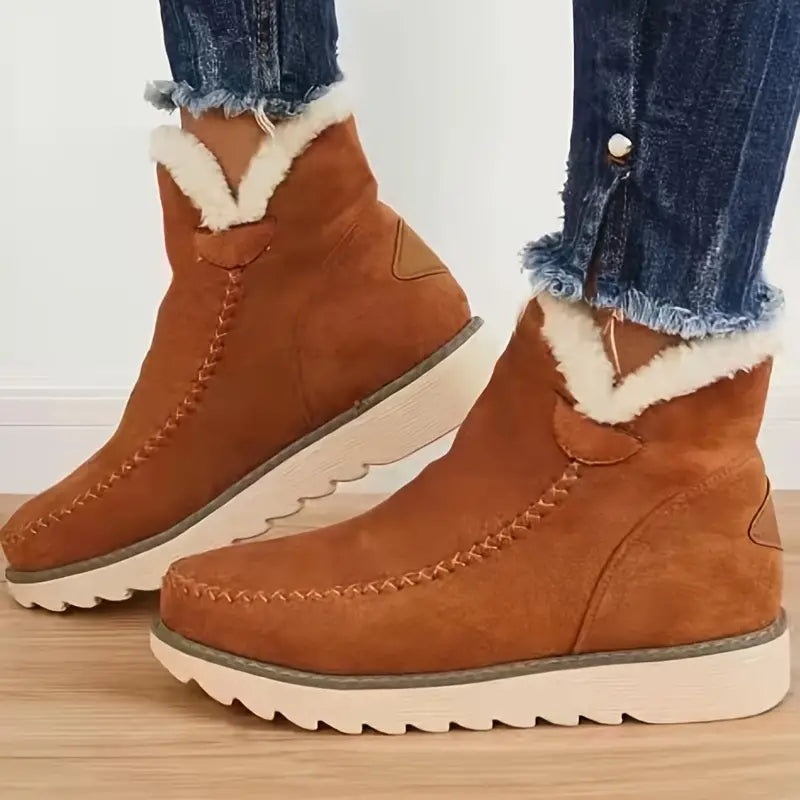 Bottes souples pour femme aspect peau de mouton