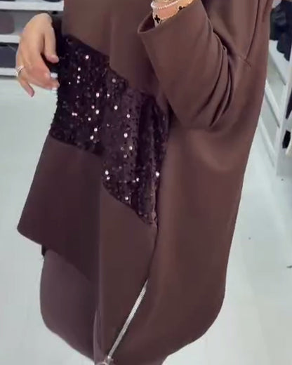 Große Sweatshirt Pailletten Glitter - IdealeKleiden