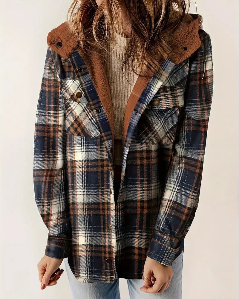 Veste Sherpa à carreaux femme
