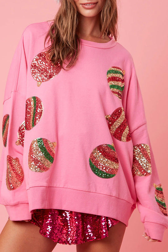Sweatshirt de Noël Décontracté Paillettes Manches Longues