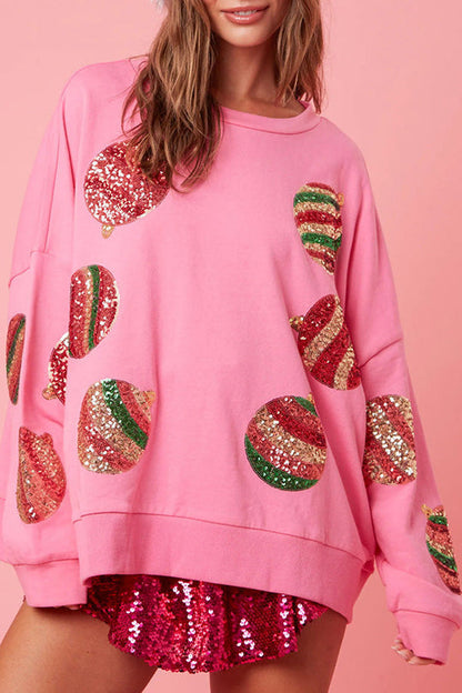 Sweatshirt de Noël Décontracté Paillettes Manches Longues
