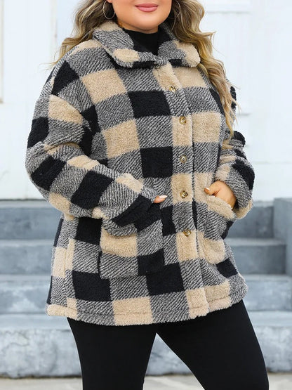 Veste en laine à carreaux surdimensionnée confortable