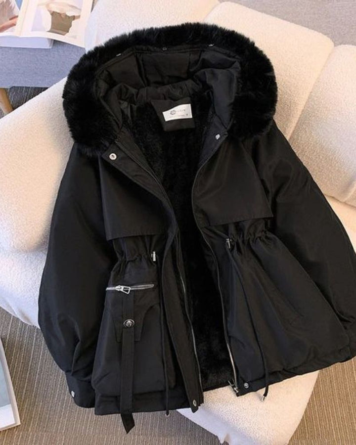Manteau élégant pour femme Col en fausse fourrure Design de luxe
