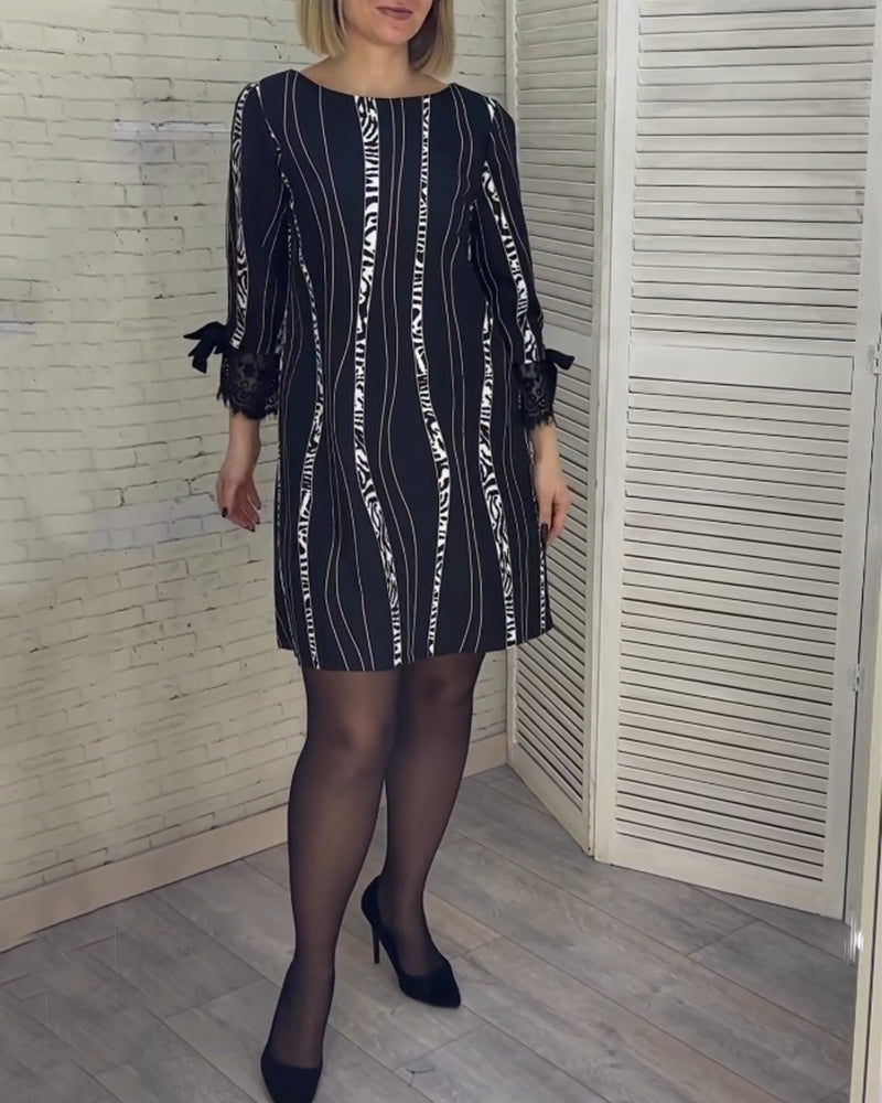 Robe rayée mi-longue élégante pour femme