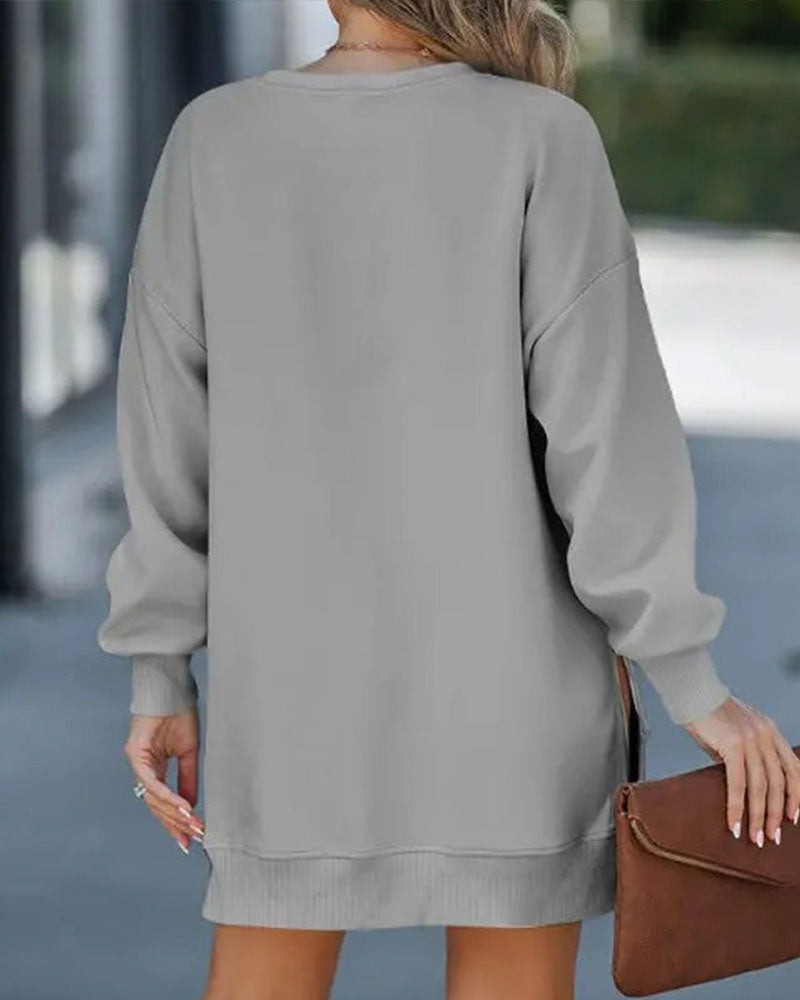 Kuschelkleid Sweatshirt Langärmlig Reißverschluss Trendy - IdealeKleiden
