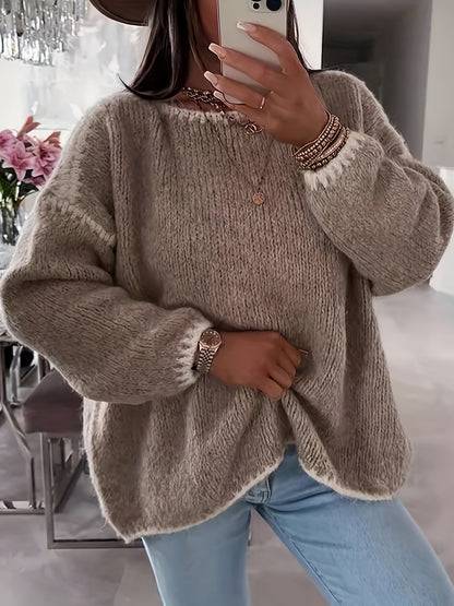 Pull-over amples Tricot doux Confortable Détails crochet