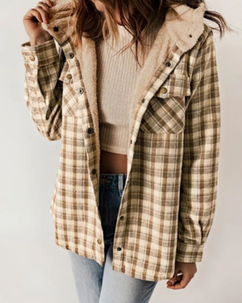 Veste Sherpa à carreaux femme