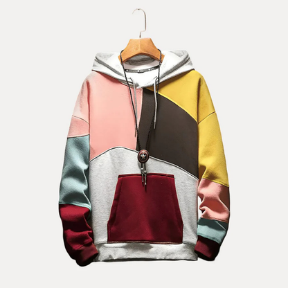 Sweat à capuche élégant pour homme avec motif tricoté et imprimé tendance